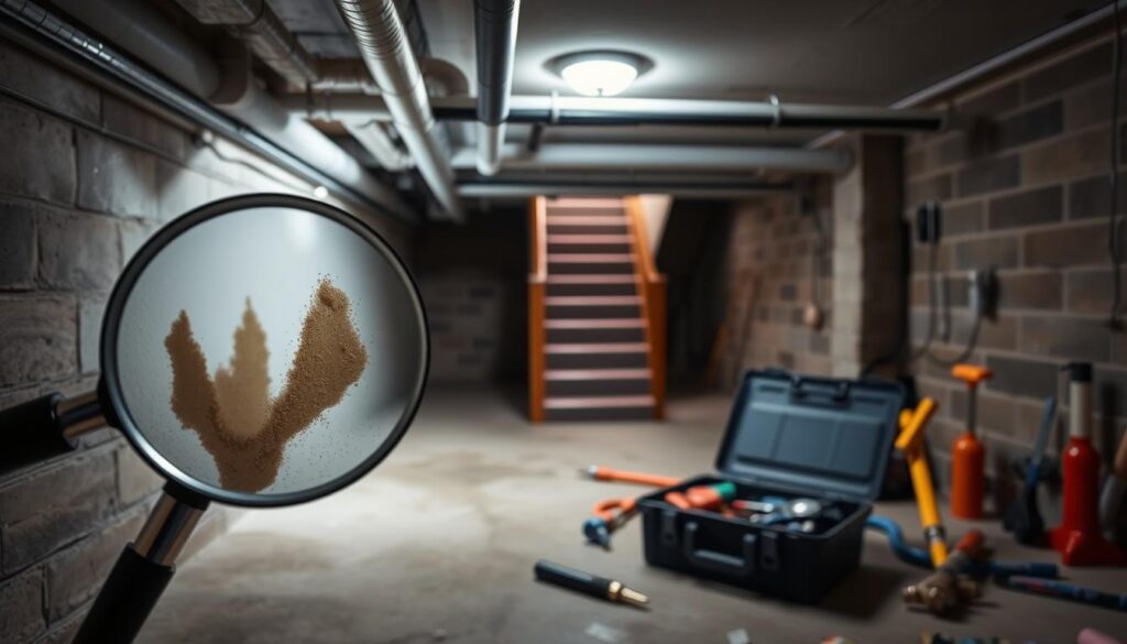 basement leak diagnosis steps