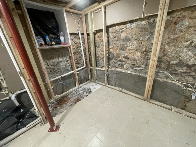 DMV foundation types — CMU, poured concrete, brick, and stone basement walls