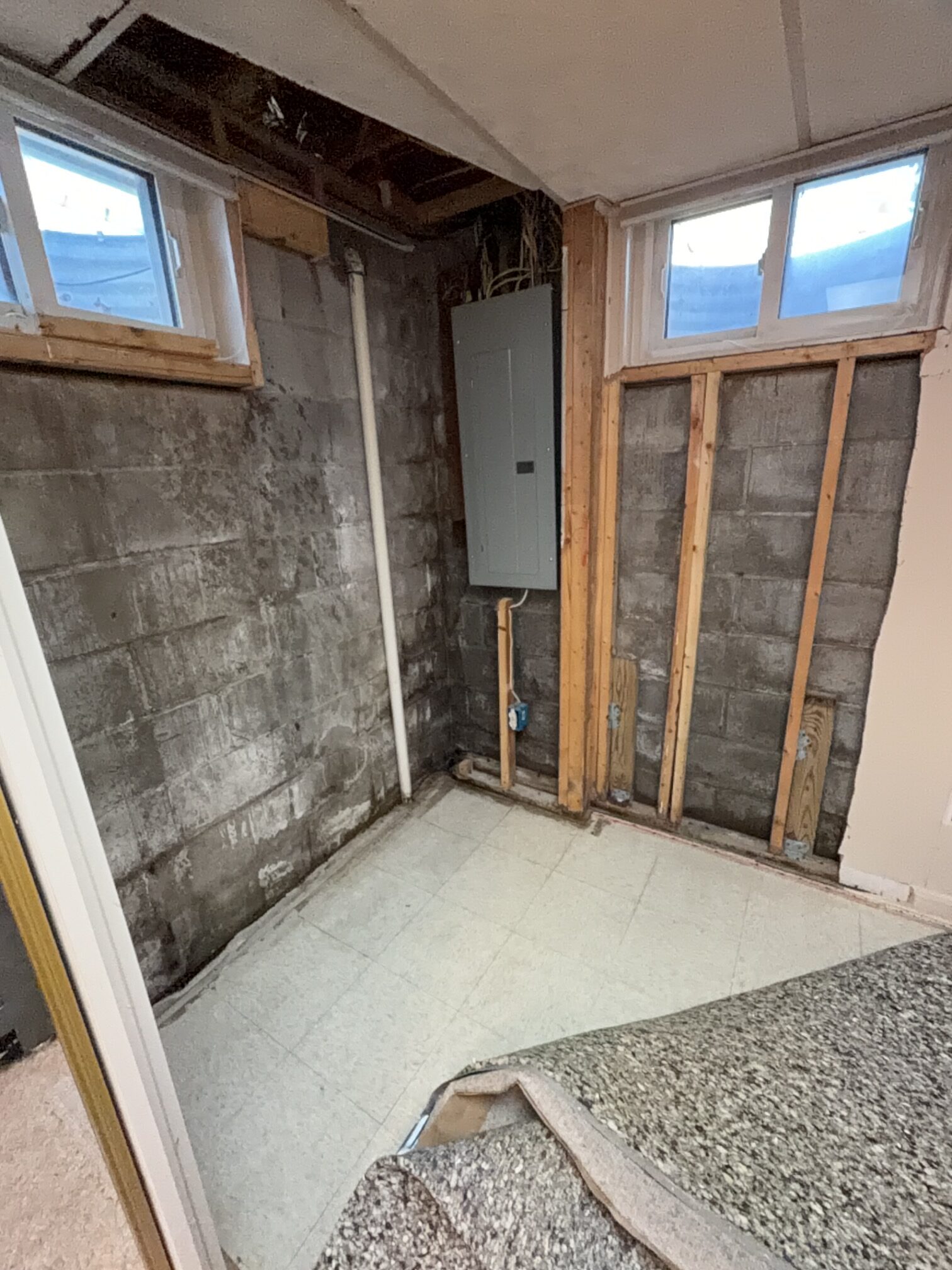 Basement before waterproofing