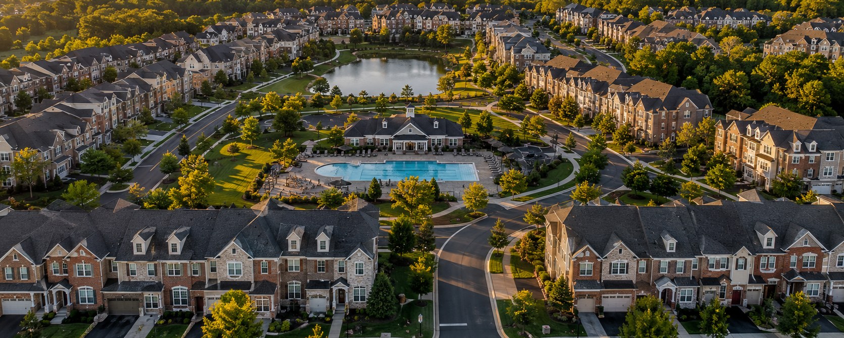 Basement Waterproofing & Foundation Repair in Ashburn, VA 1 Aerial view of Ashburn neighborhoods in Loudoun County, VA