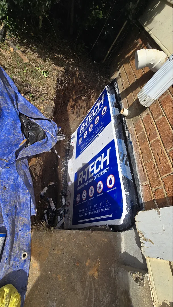 XPS protection board installed outside the waterproofing membrane